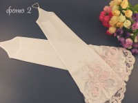 Свадебные митенки 38см с кружевом, белые