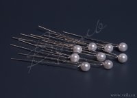 Шпильки с белым жемчугом, 9 шт