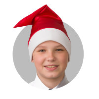 Новогодний колпак Деда Мороза красный сатин 