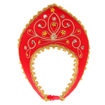 Кокошник красный узор, 16см