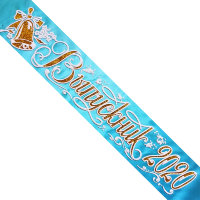 Лента Выпускник 2020, атлас бирюза, глиттер +3Д