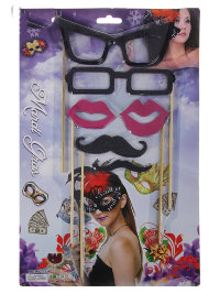 Набор для фотосесси: очки, губы, усы, 6 предметов