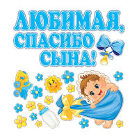 Наклейки на авто Любимая, спасибо за сына 0200106