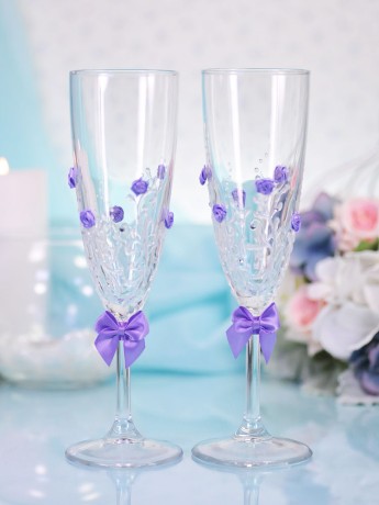 Свадебные бокалы Астранция лаванда, deco-034