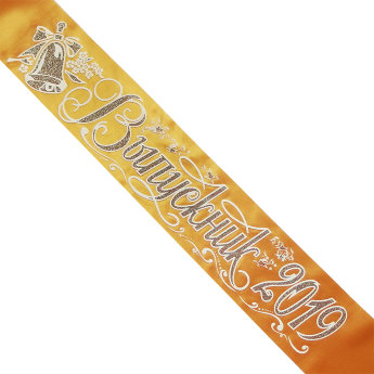 Лента Выпускник 2019, атлас золото, глиттер+3Д