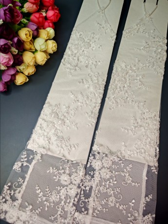 Митенки 38см свадебные, расшитые стеклярусом