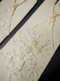 Митенки 38см свадебные, расшитые стеклярусом