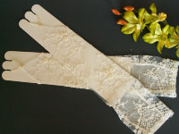 Митенки 40см свадебные, расшитые стеклярусом