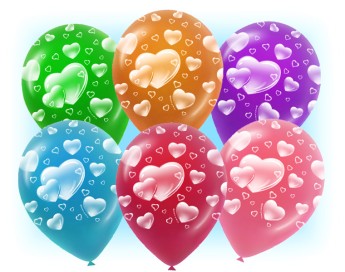Набор свадебных шаров АА130, Сердечки, 10шт.