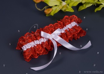 Свадебная подвязка невесты 011, красная