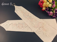 Свадебные белые митенки №4 с аппликацией, 38см