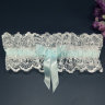 Свадебная подвязка 014, белая с мятой