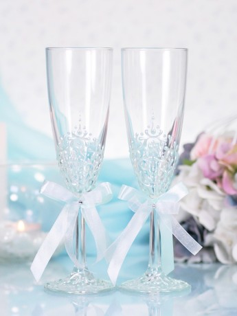 Свадебные бокалы Ажур мята