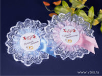 Комплект для свидетелей, кружево, розовый с голубым ПЛ