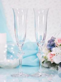 Свадебные бокалы ЛЮБОВЬ, матовые сердца