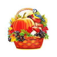 Украшение на скотче, корзина с тыквой 3000791