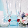 Свадебные бокалы ЛЮБОВЬ, красные сердца, фото 1