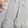Перчатки 28см, МОЛОЧНЫЕ, сетка с кружевной рюшей и бантом