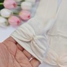 Митенки 38см, бежевые, гладкие с бантом