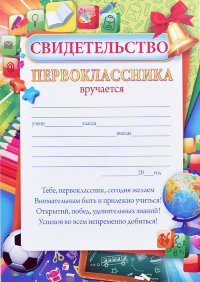 Свидетельство первоклассника 85.257