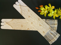 Митенки 38см, гипюровые, бежевые с золотом