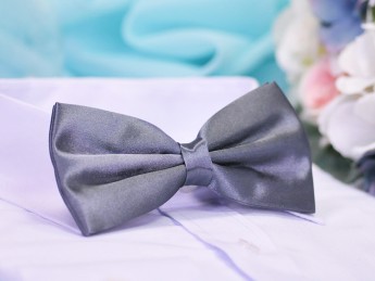 Галстук бабочка темно-серый, гладкий