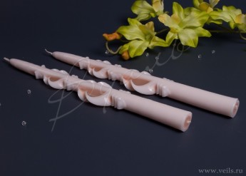 Свеча резная тонкая 1шт, цвет бело-абрикосовый