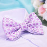 Галстук бабочка двойной, сирень с белым