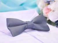 Галстук бабочка двойной, серый матовый