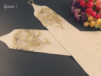 Свадебные митенки 38см, белые с кордовым кружевом 