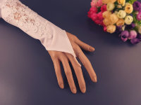 Митенки свадебные 38см с кордовой аппликацией