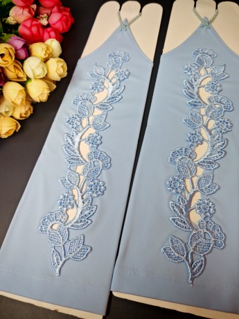 Голубые митенки для вечернего или выпускного платья