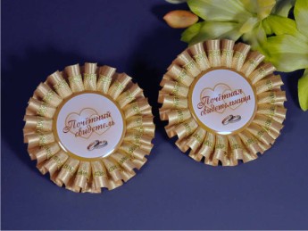 Свадебные значки для свидетелей, золотистый