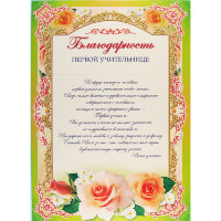 Благодарность первой учительнице ш-006531