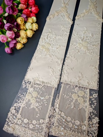 Митенки 40см, сетка расшитая стеклярусом и паетками