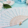 Свадебный кружевной белый веер