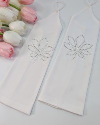 Свадебные митенки 28см белые, стразы