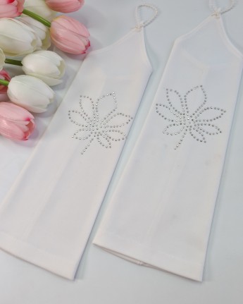 Свадебные митенки 28см белые, стразы