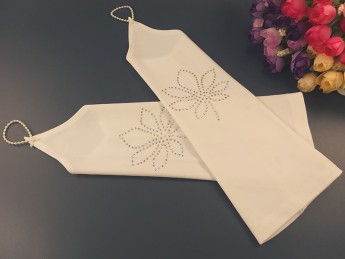 Свадебные митенки 28см белые, стразы