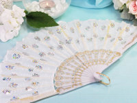 Веер свадебный белый с паетками