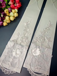 Свадебные митенки 38см, белые с аппликацией