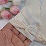 Митенки молочные с бантом 28см