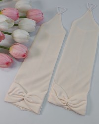 Митенки молочные с бантом 28см