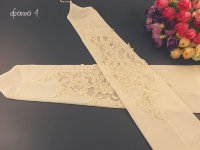 Свадебные митенки 38см, с кружевной аппликацией 