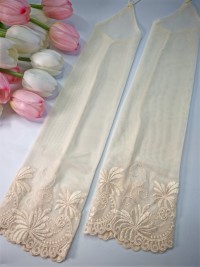 Свадебные митенки 38см, с вышивкой по верху, цвет капучино