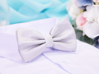 Галстук бабочка двойной светло-серый