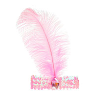 Повязка на голову розовая с пером 
