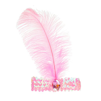 Повязка на голову розовая с пером 